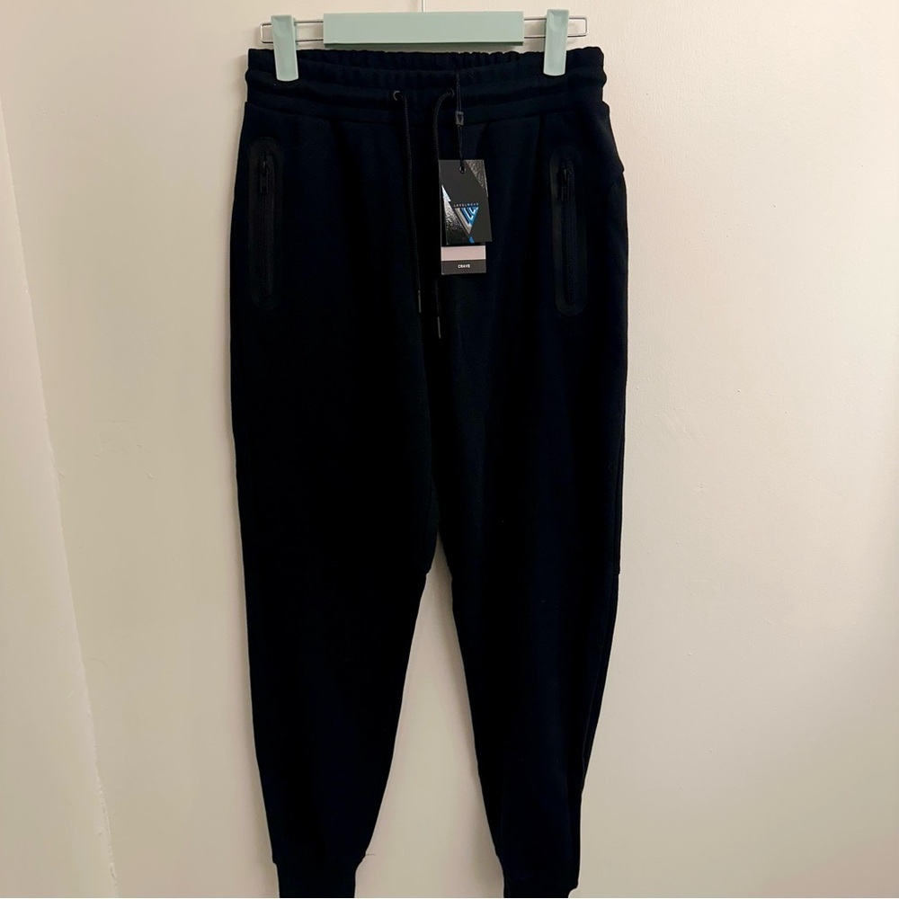 Levelwear Women’s Black Tapered Track Pants with Elastic Waistband Sz SP